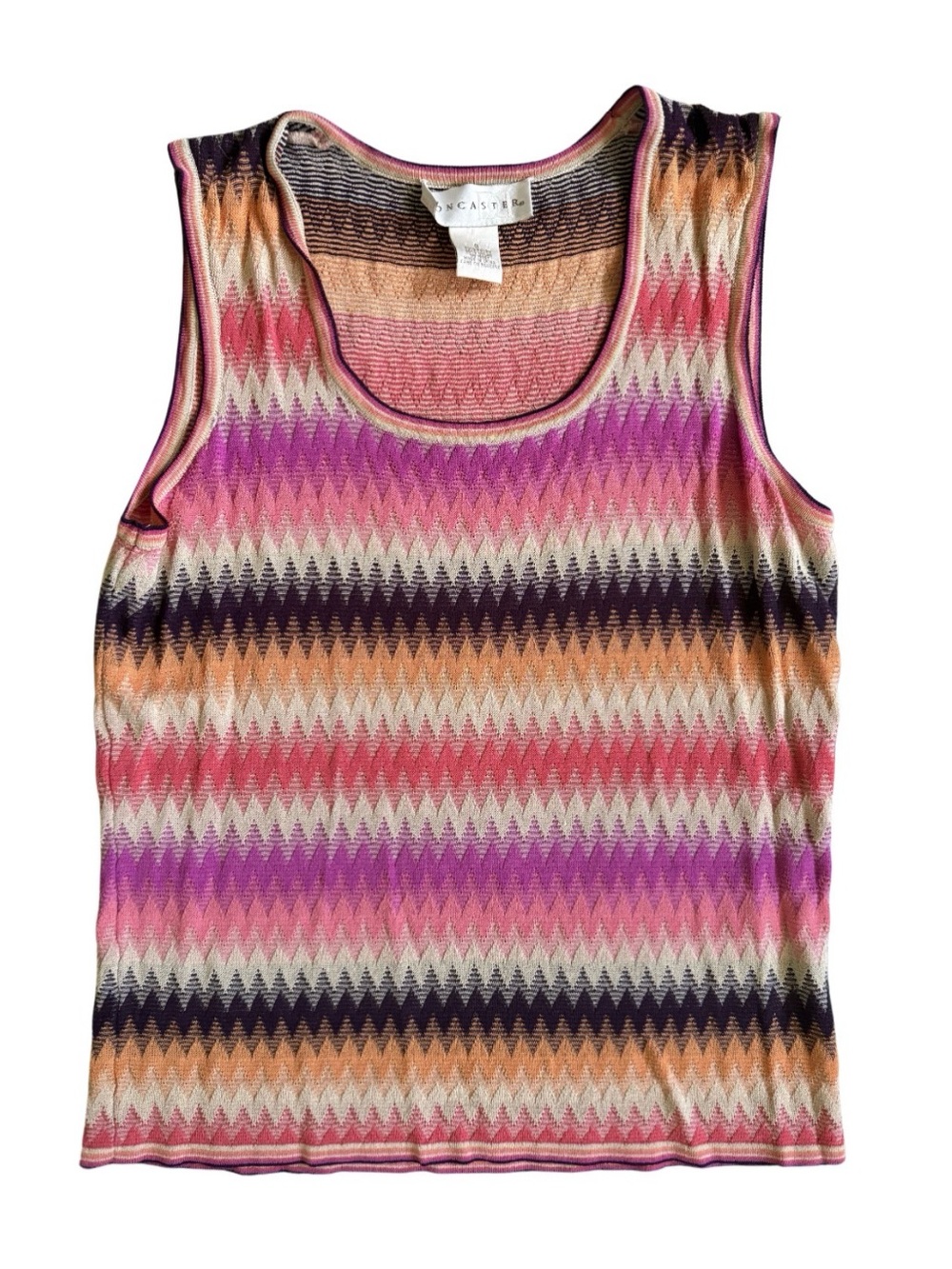 Doncaster Zig Zag Knit Tank Top Missoni-Inspired Retro Print Size Small
